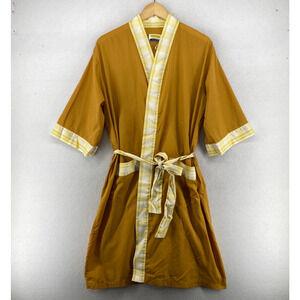 PLEETWAY Robe Mens OS Toga Kimono 3/4 Sleeve Tie Belted Loungewear Yellow Vtg